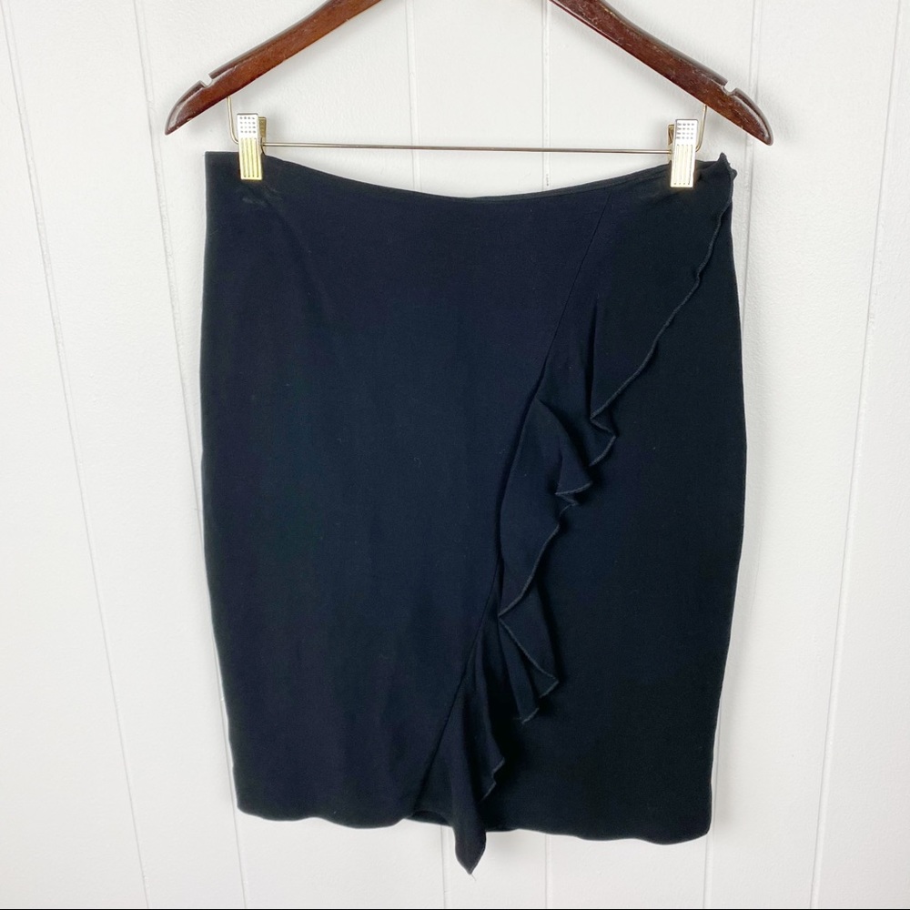 Banana Republic Black Ruffle Front Pencil Skirt 6